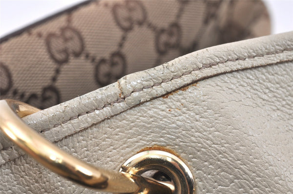 Authentic GUCCI Eclipse Shoulder Tote Bag GG Canvas Leather 120836 Brown 4077K