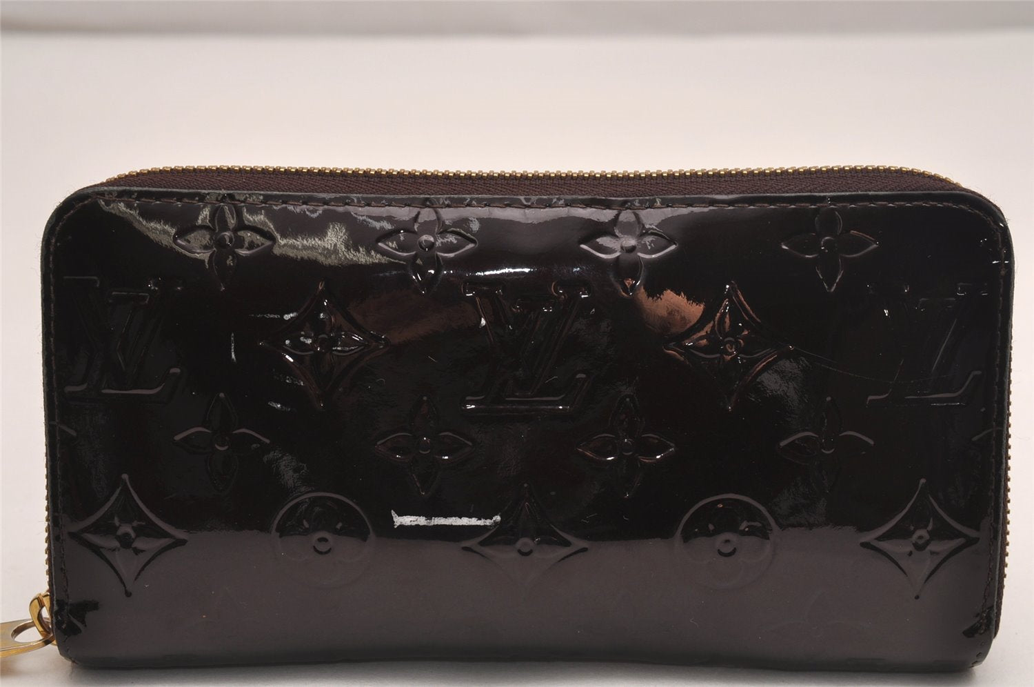 Authentic Louis Vuitton Vernis Zippy Wallet Long Purse Wine Red M93522 LV 4078J