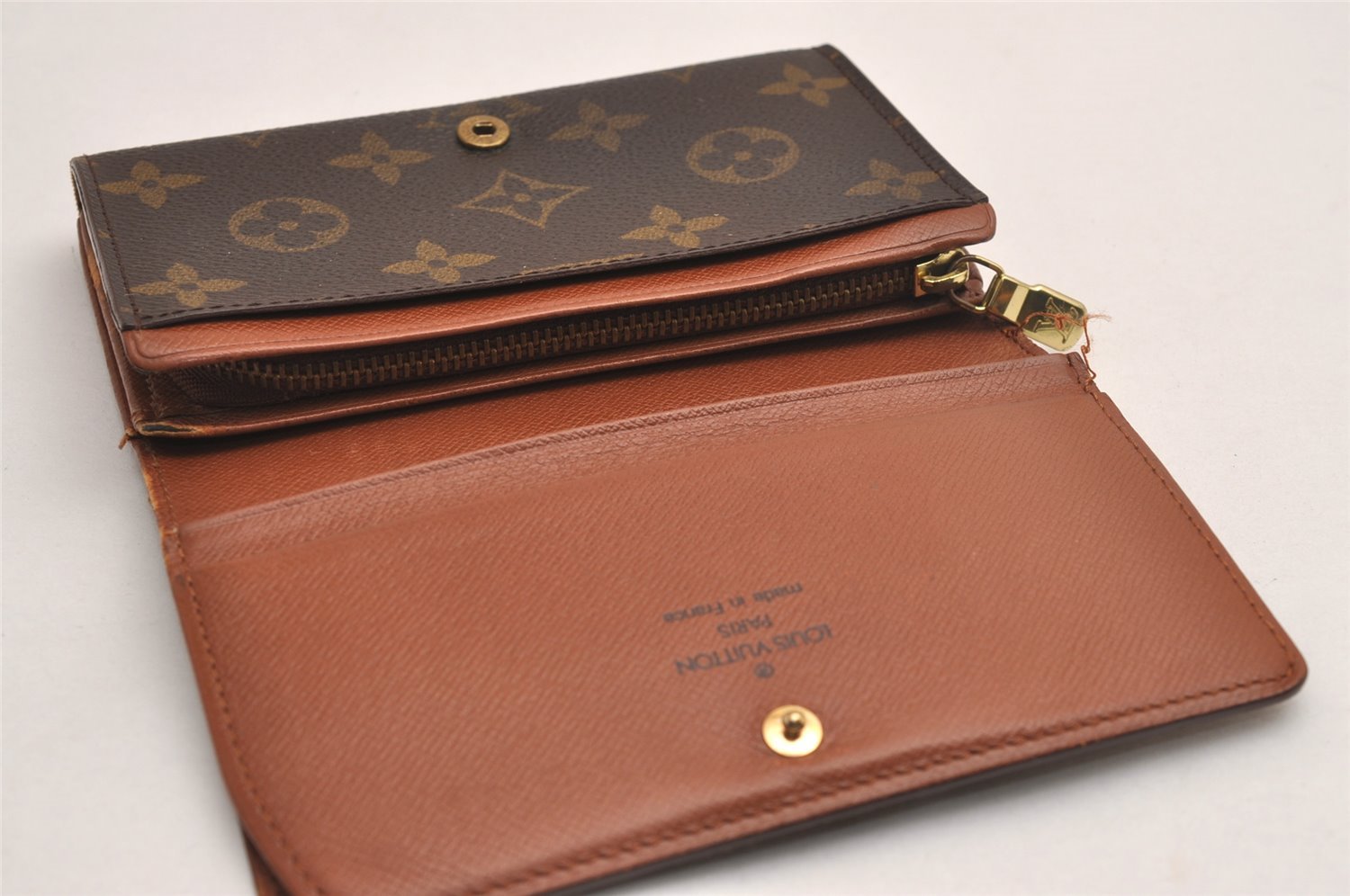 Auth Louis Vuitton Monogram Porte Monnaie Billets Tresor Wallet M61730 LV 4079J