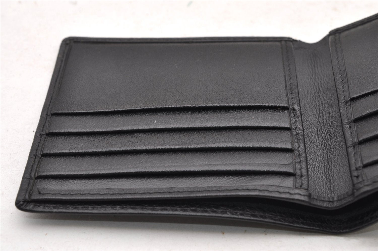 Authentic Christian Dior Vintage Bifold Wallet Purse Leather Black CD 4080I