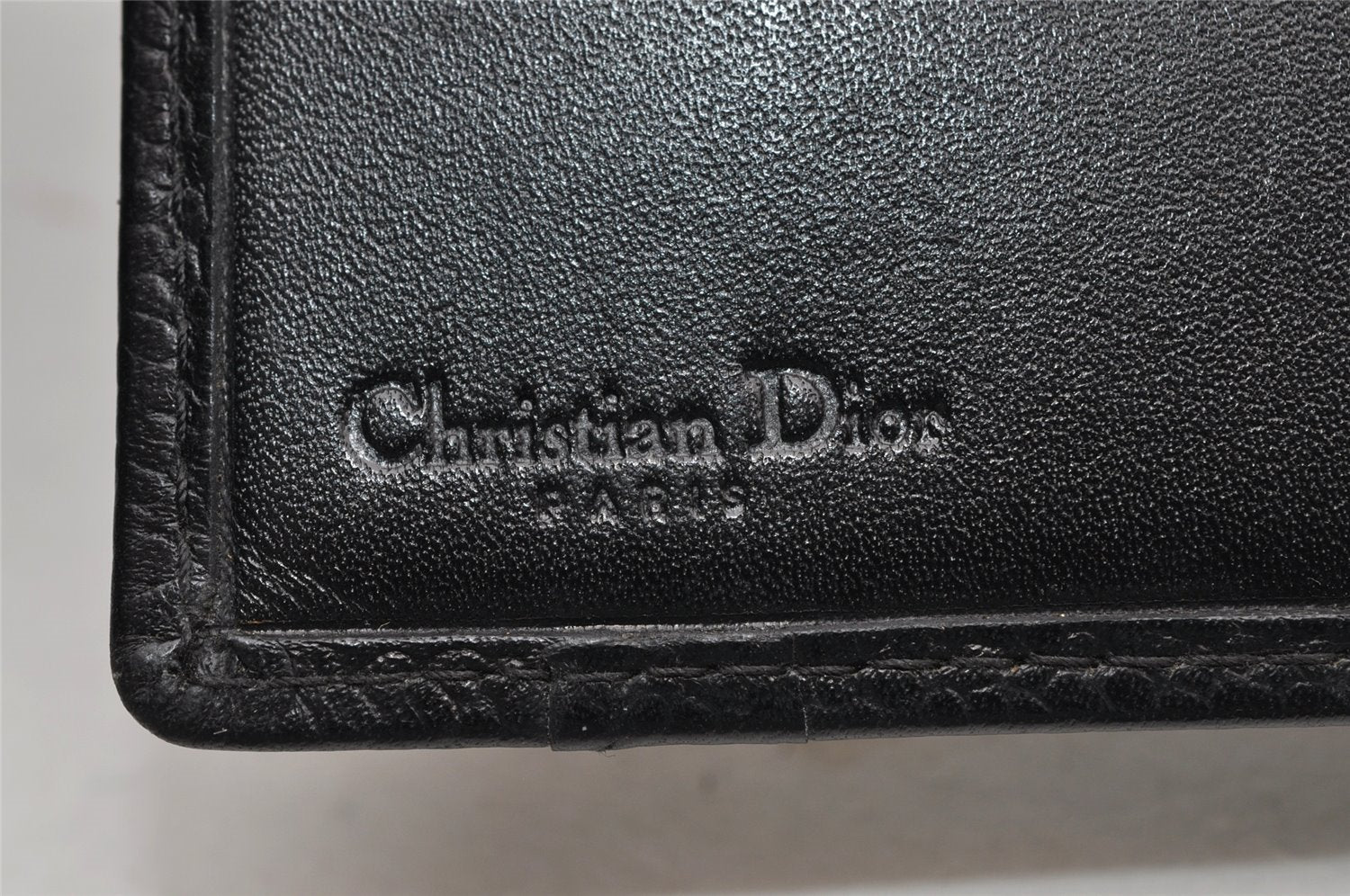 Authentic Christian Dior Vintage Bifold Wallet Purse Leather Black CD 4080I