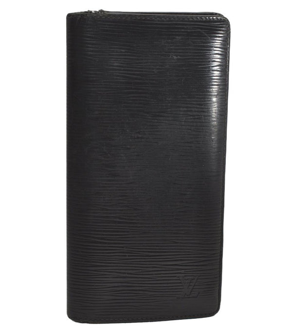 Authentic Louis Vuitton Epi Portefeuille Brazza Wallet Black M60622 LV 4080J