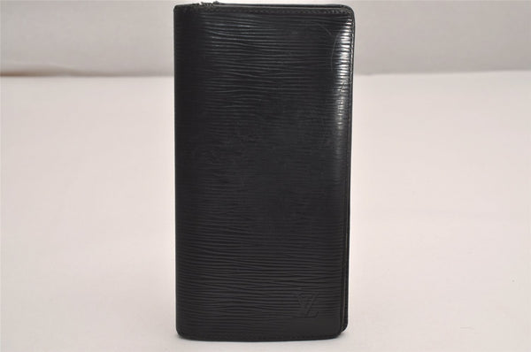 Authentic Louis Vuitton Epi Portefeuille Brazza Wallet Black M60622 LV 4080J