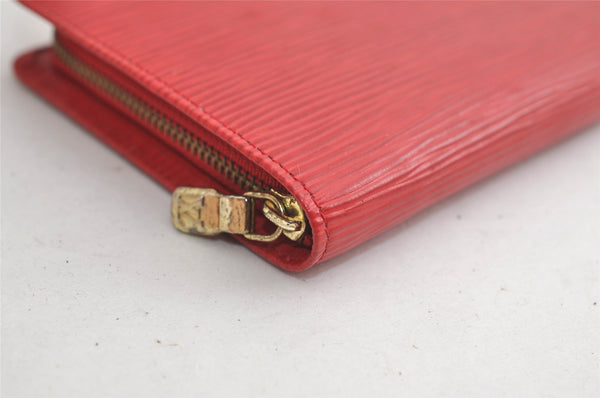 Authentic Louis Vuitton Epi Porte Monnaie Zip Wallet Purse Red LV 4080K