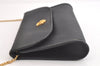 Authentic Christian Dior Honeycomb Shoulder Bag Chain PVC Leather Black 4081K