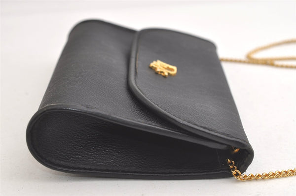 Authentic Christian Dior Honeycomb Shoulder Bag Chain PVC Leather Black 4081K