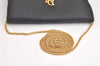 Authentic Christian Dior Honeycomb Shoulder Bag Chain PVC Leather Black 4081K
