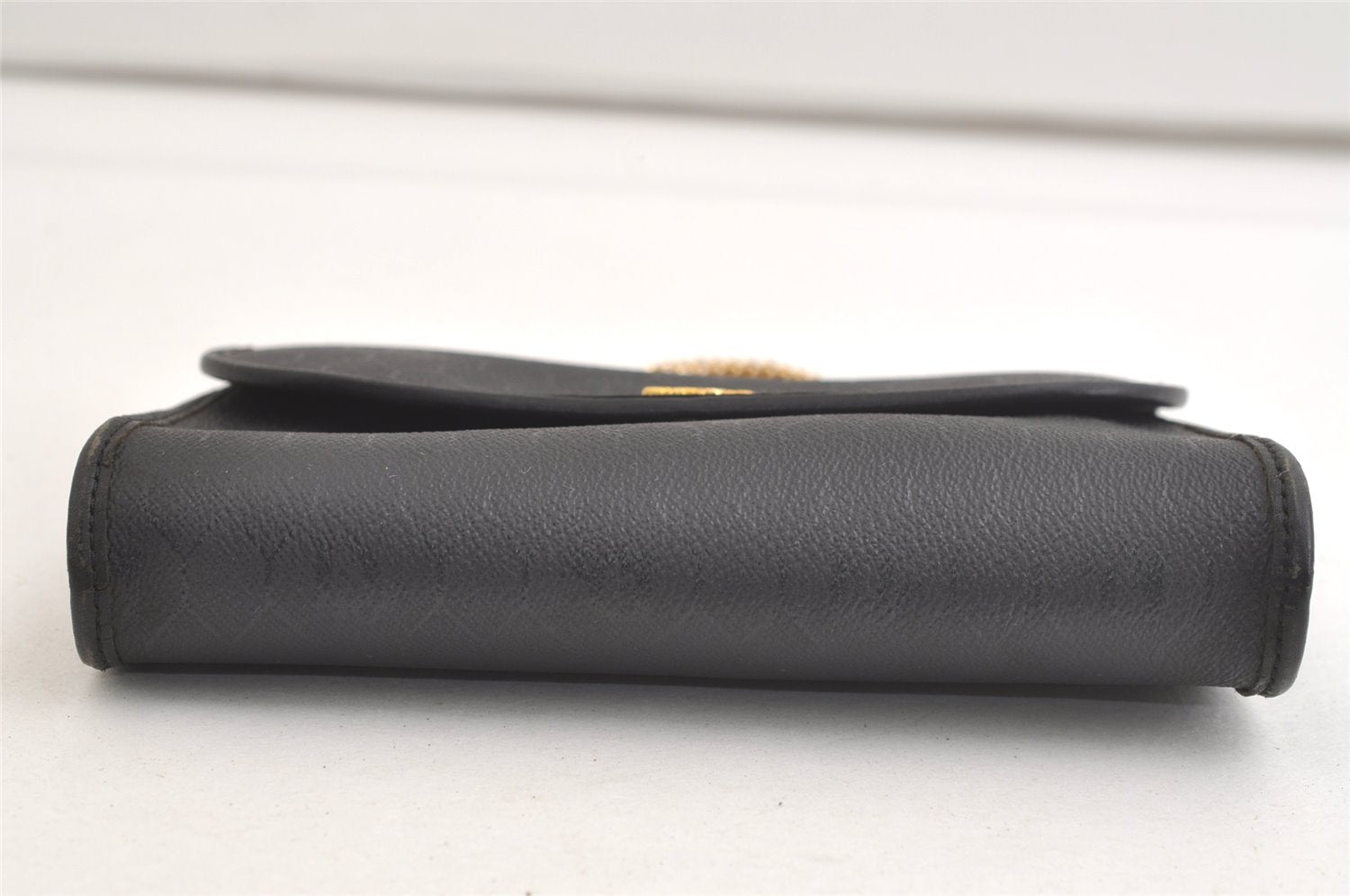Authentic Christian Dior Honeycomb Shoulder Bag Chain PVC Leather Black 4081K