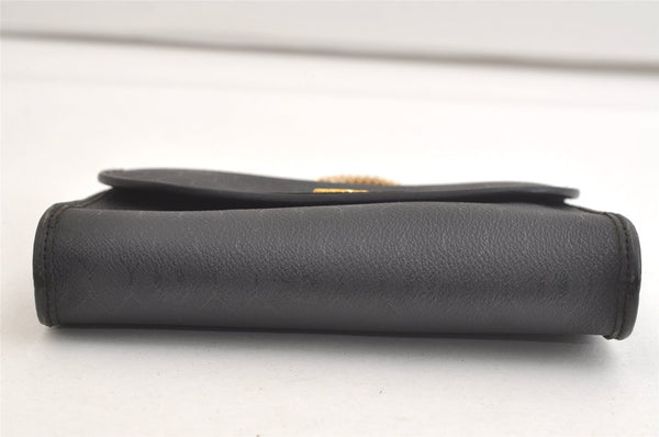 Authentic Christian Dior Honeycomb Shoulder Bag Chain PVC Leather Black 4081K