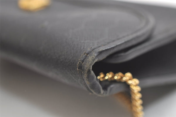 Authentic Christian Dior Honeycomb Shoulder Bag Chain PVC Leather Black 4081K