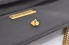 Authentic Christian Dior Honeycomb Shoulder Bag Chain PVC Leather Black 4081K