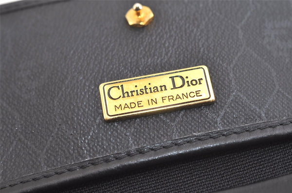 Authentic Christian Dior Honeycomb Shoulder Bag Chain PVC Leather Black 4081K