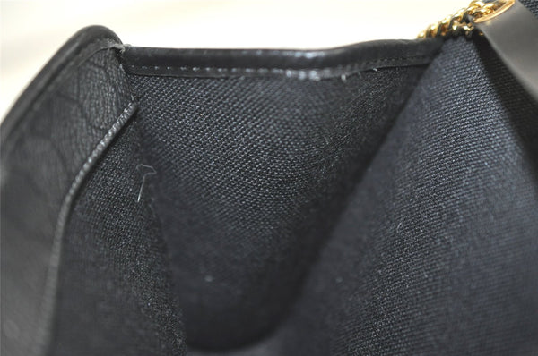 Authentic Christian Dior Honeycomb Shoulder Bag Chain PVC Leather Black 4081K