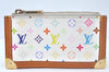 Authentic Louis Vuitton Monogram Multicolor Pochette Cles Coin Purse White 4083J