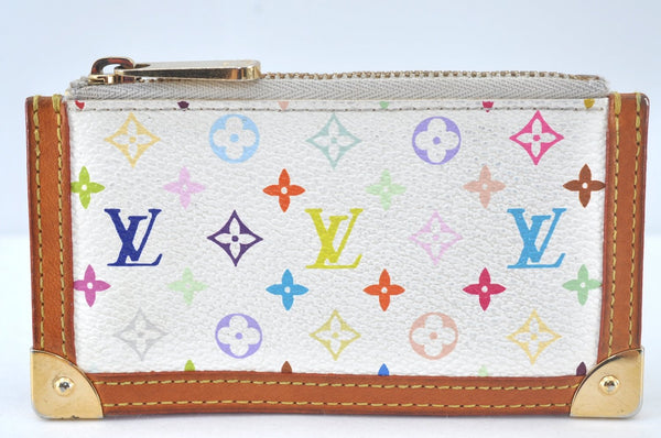 Authentic Louis Vuitton Monogram Multicolor Pochette Cles Coin Purse White 4083J