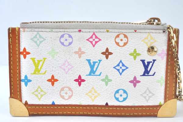 Authentic Louis Vuitton Monogram Multicolor Pochette Cles Coin Purse White 4083J