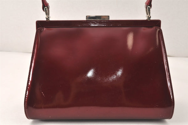 Authentic GUCCI Vintage Shoulder Hand Bag Purse Enamel Bordeaux 4085K