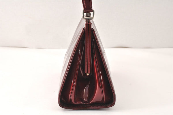Authentic GUCCI Vintage Shoulder Hand Bag Purse Enamel Bordeaux 4085K