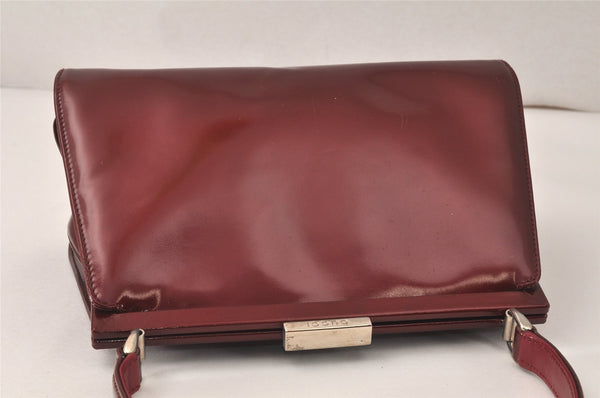 Authentic GUCCI Vintage Shoulder Hand Bag Purse Enamel Bordeaux 4085K