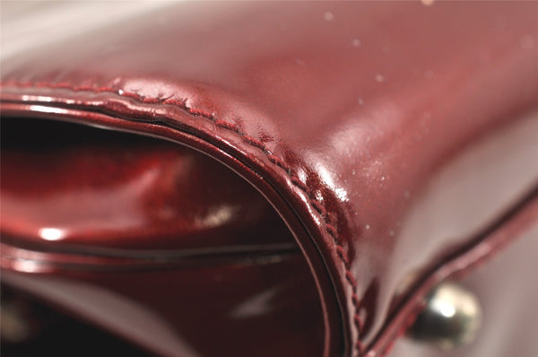 Authentic GUCCI Vintage Shoulder Hand Bag Purse Enamel Bordeaux 4085K
