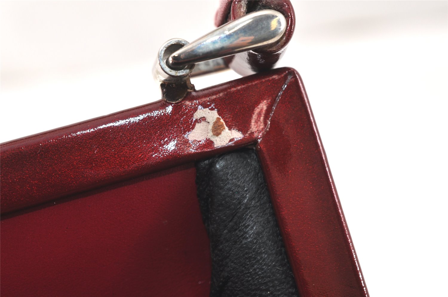 Authentic GUCCI Vintage Shoulder Hand Bag Purse Enamel Bordeaux 4085K