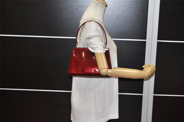 Authentic GUCCI Vintage Shoulder Hand Bag Purse Enamel Bordeaux 4085K