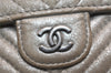 Authentic CHANEL Lamb Skin V Stitch CC Logo Long Wallet Purse Silver 4086J