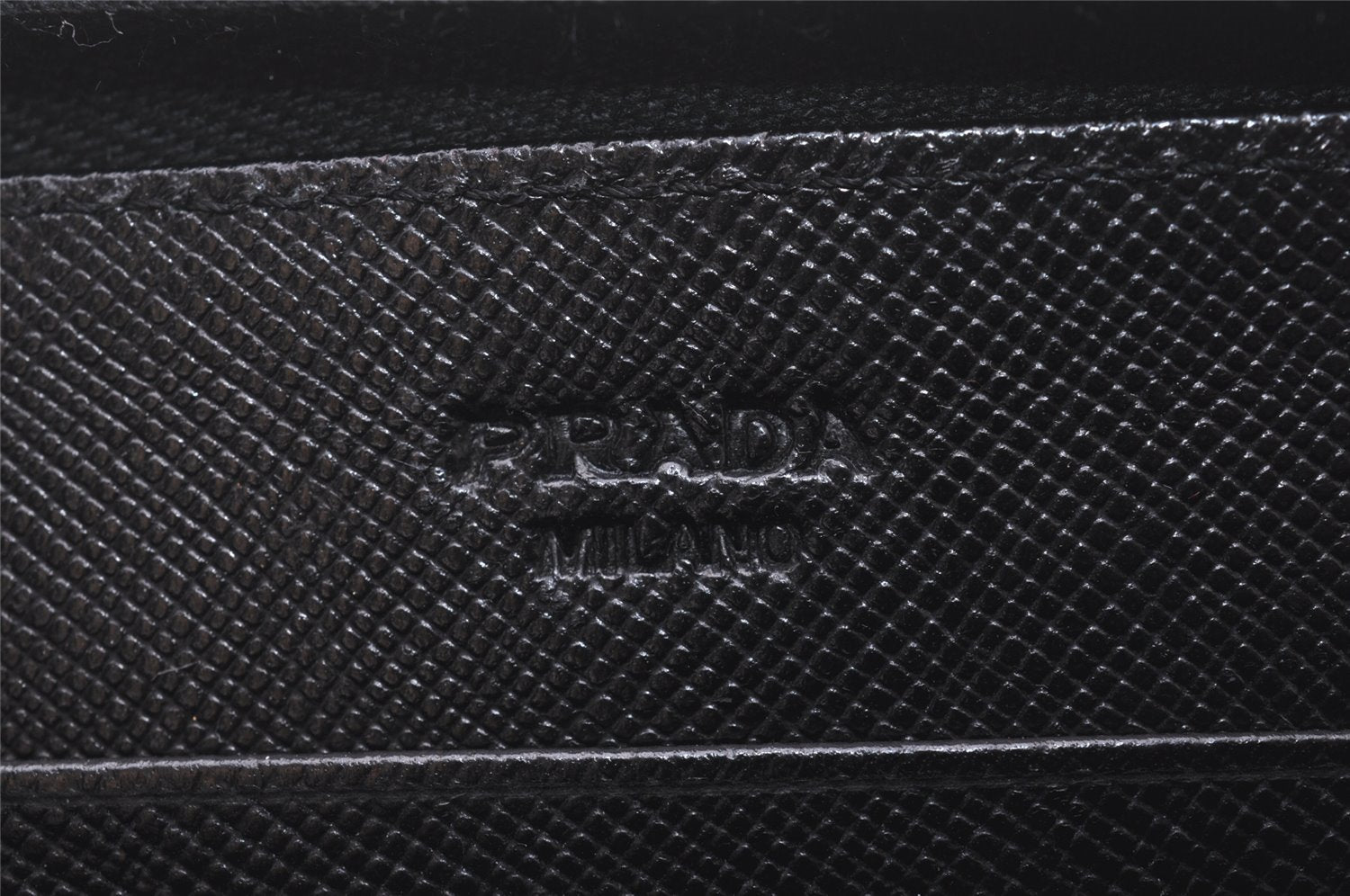 Authentic PRADA Vintage Saffiano Triangle Leather Long Wallet Purse Black 4087I