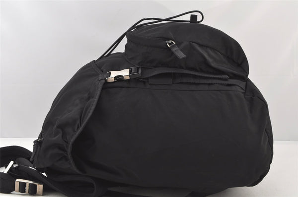 Authentic PRADA Nylon Tessuto Canvas Drawstring Backpack Purse Black 4092K