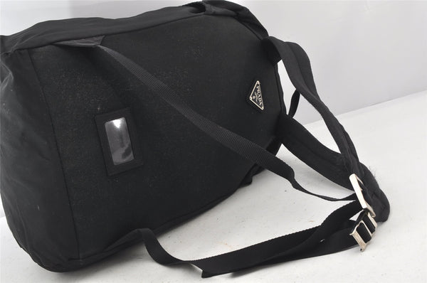 Authentic PRADA Nylon Tessuto Canvas Drawstring Backpack Purse Black 4092K