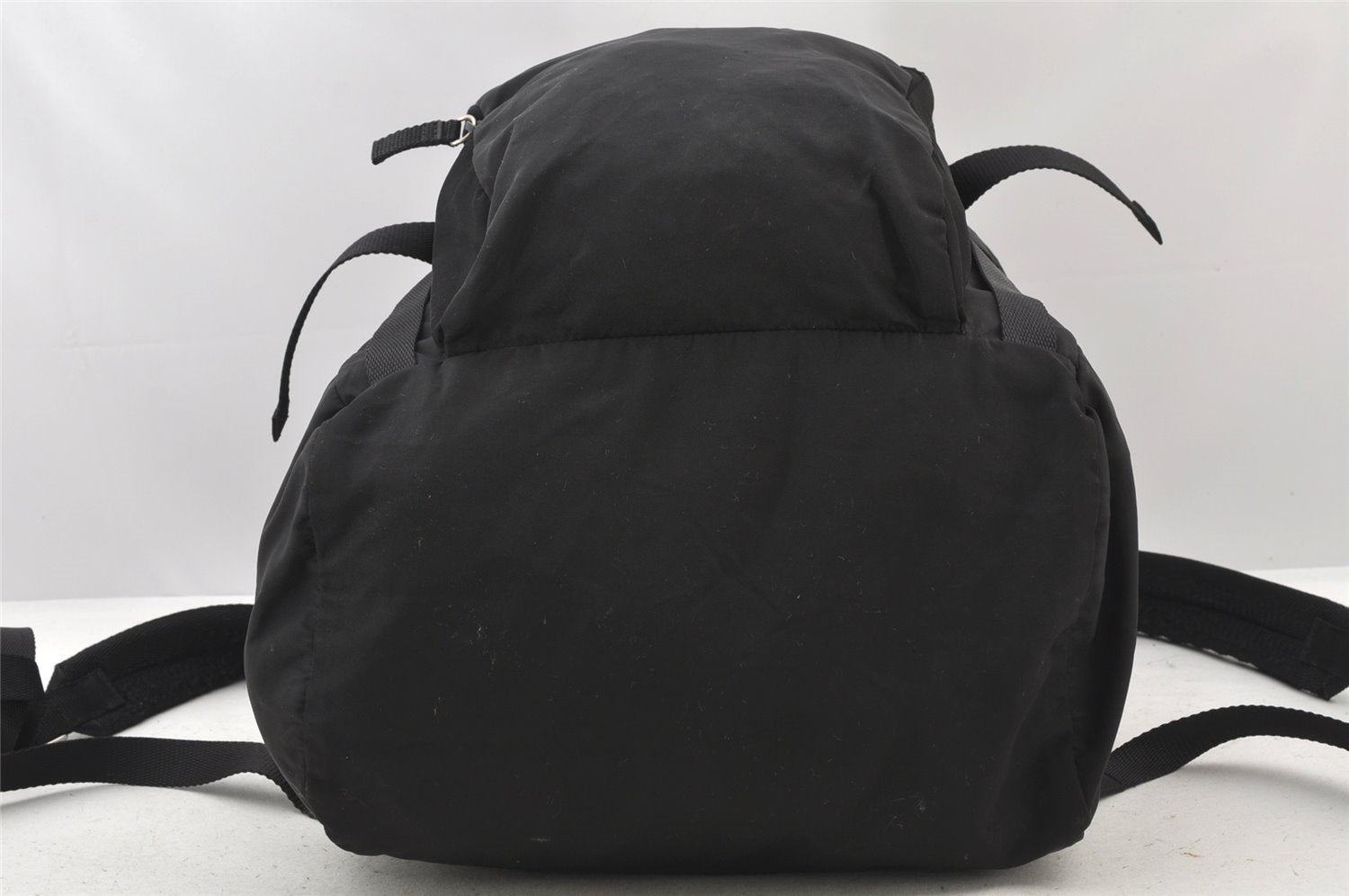 Authentic PRADA Nylon Tessuto Canvas Drawstring Backpack Purse Black 4092K