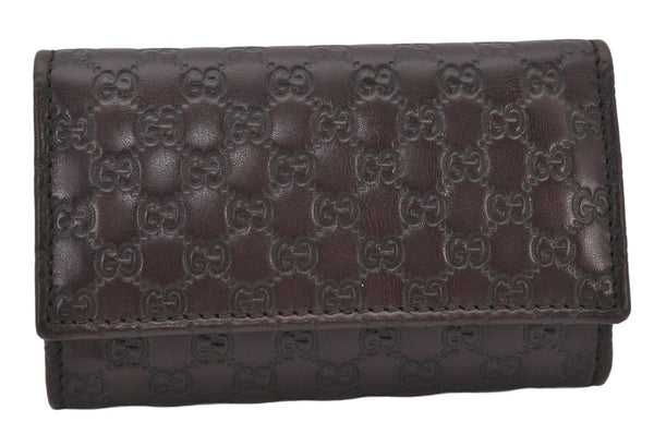 Authentic GUCCI Micro Guccissima Leather 6 Hooks Key Case 278633 Brown 4094K