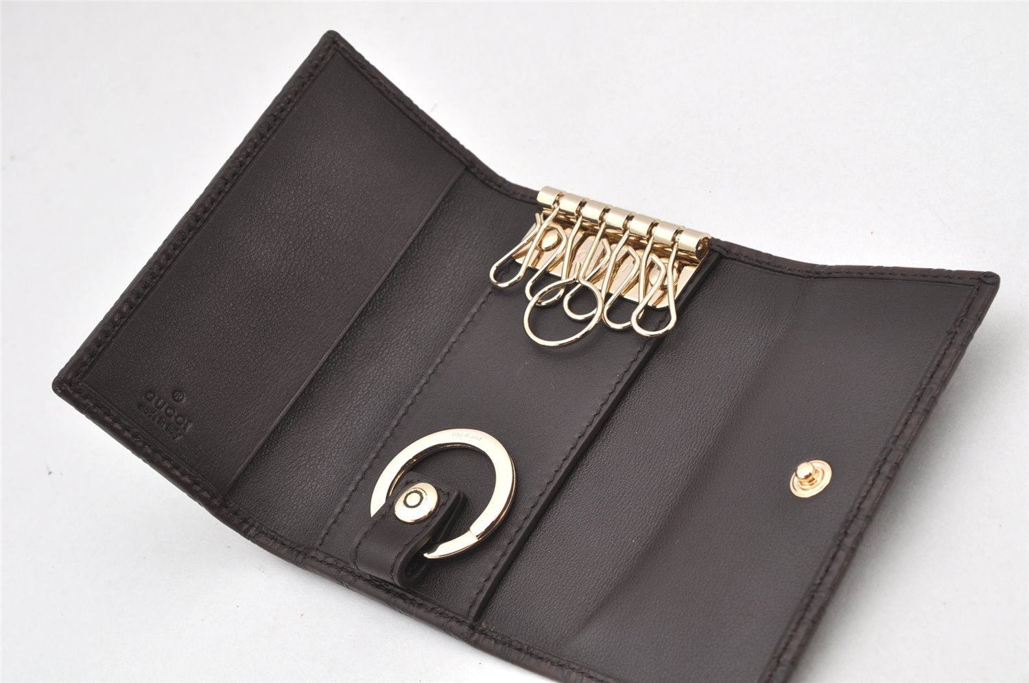 Authentic GUCCI Micro Guccissima Leather 6 Hooks Key Case 278633 Brown 4094K