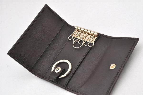 Authentic GUCCI Micro Guccissima Leather 6 Hooks Key Case 278633 Brown 4094K