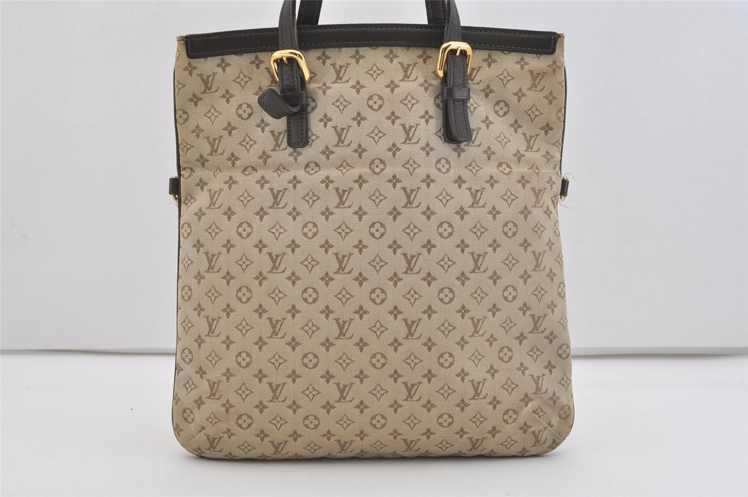 Authentic Louis Vuitton Monogram Mini Francoise 2Way Tote Bag Khaki Beige 4095J