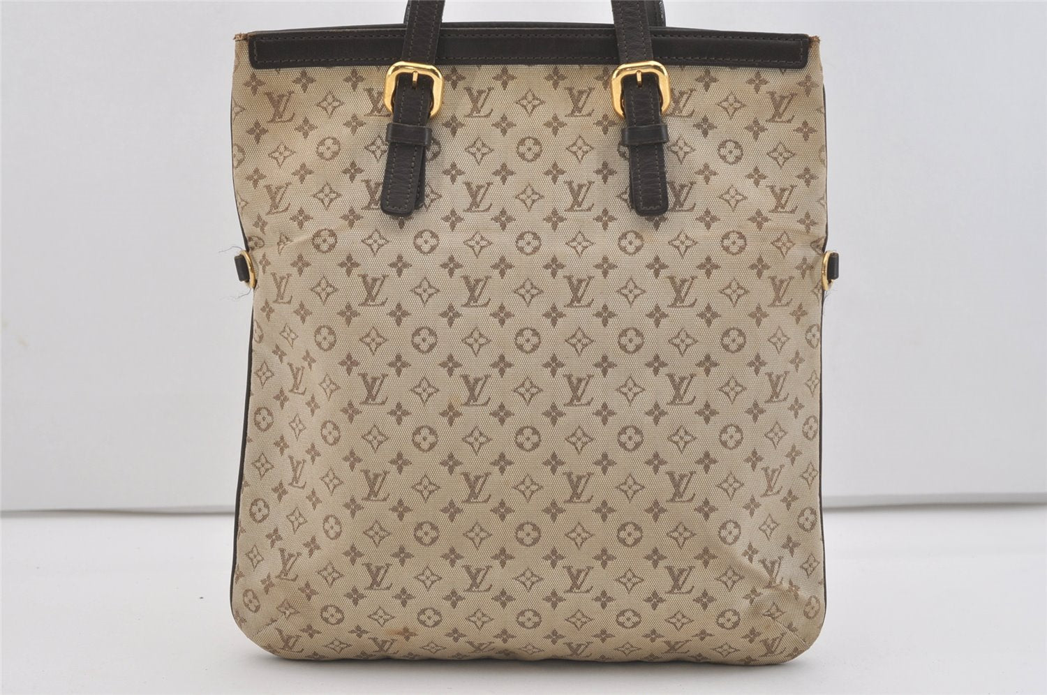 Authentic Louis Vuitton Monogram Mini Francoise 2Way Tote Bag Khaki Beige 4095J