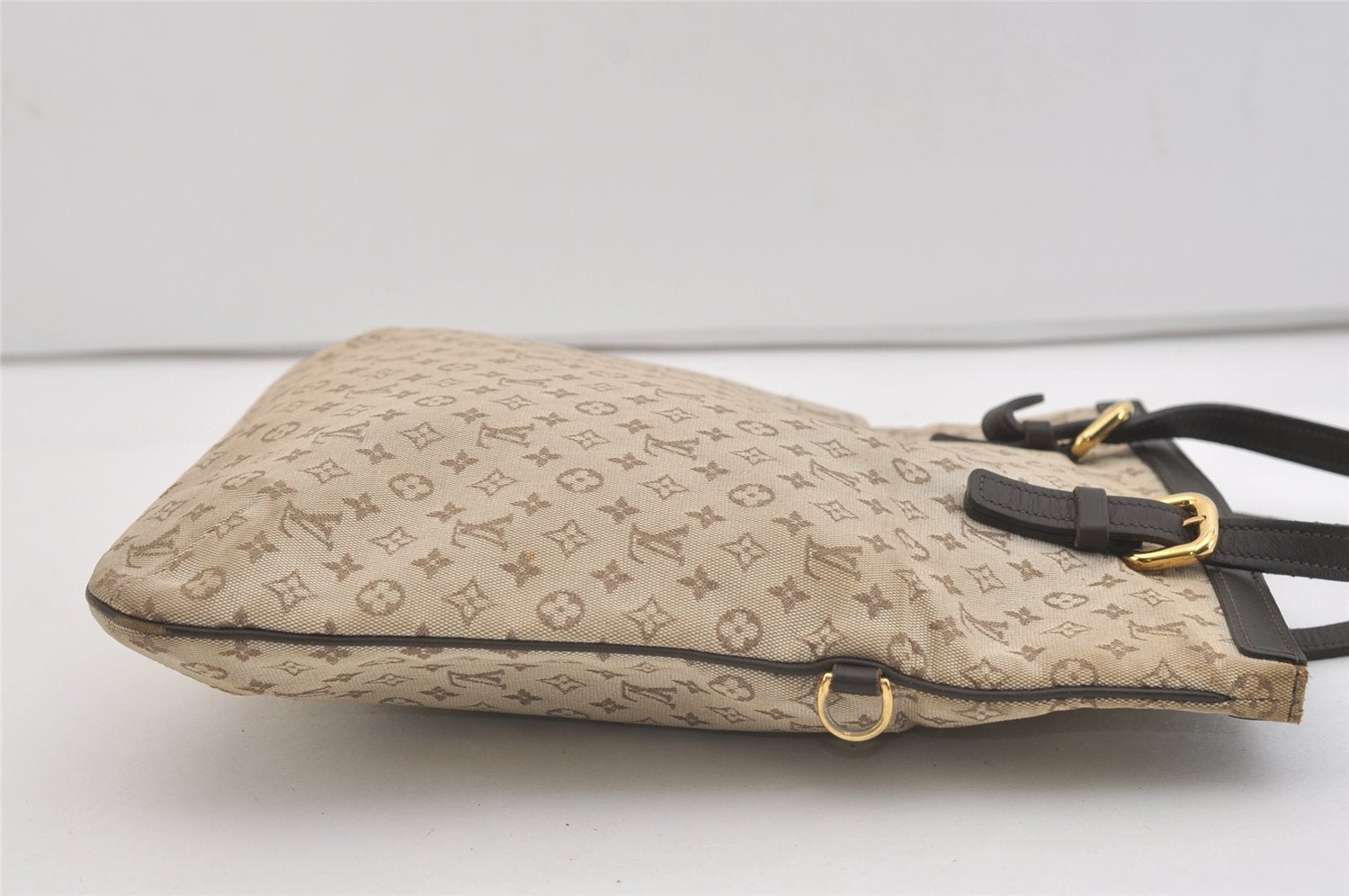 Authentic Louis Vuitton Monogram Mini Francoise 2Way Tote Bag Khaki Beige 4095J