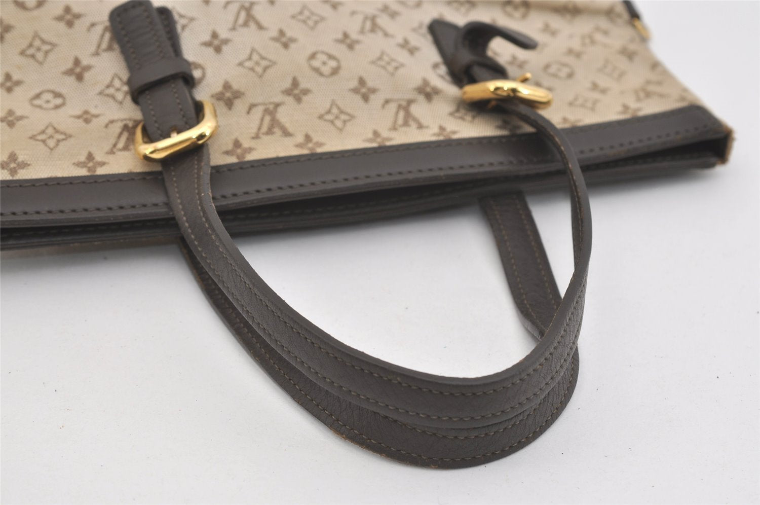 Authentic Louis Vuitton Monogram Mini Francoise 2Way Tote Bag Khaki Beige 4095J