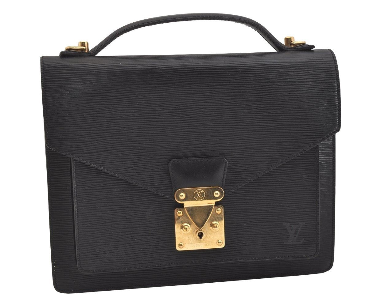 Authentic Louis Vuitton Epi Monceau 2Way Shoulder Hand Bag Black M52122 LV 4096J