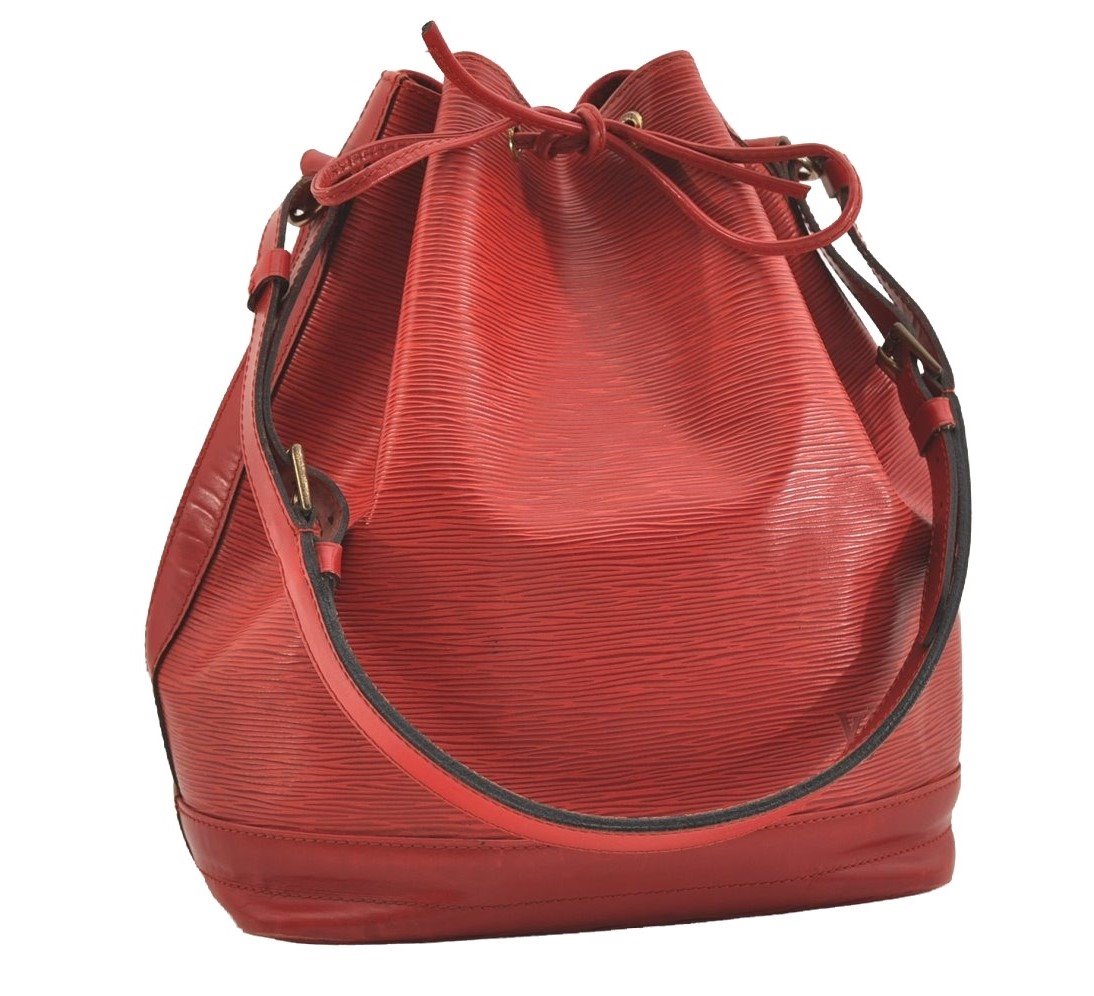 Authentic Louis Vuitton Epi Noe Shoulder Drawstring Bag Red M44007 LV 4097J