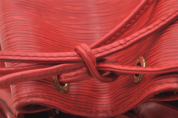 Authentic Louis Vuitton Epi Noe Shoulder Drawstring Bag Red M44007 LV 4097J