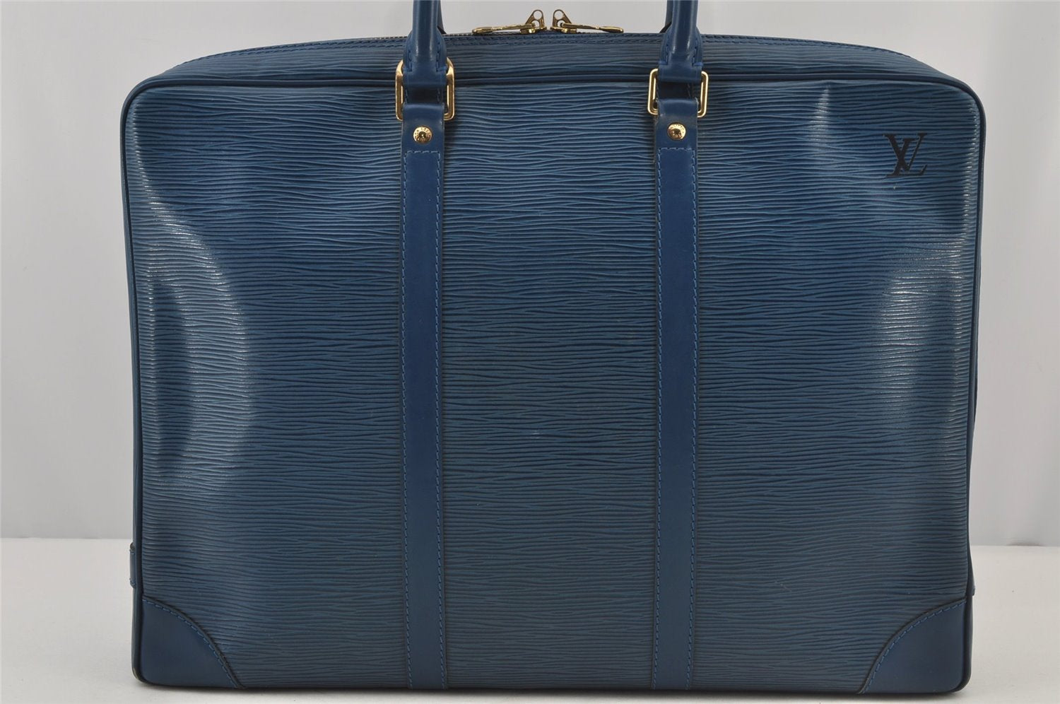 Authentic Louis Vuitton Epi Porte Documents Voyage Briefcase M41144 Blue 4098J