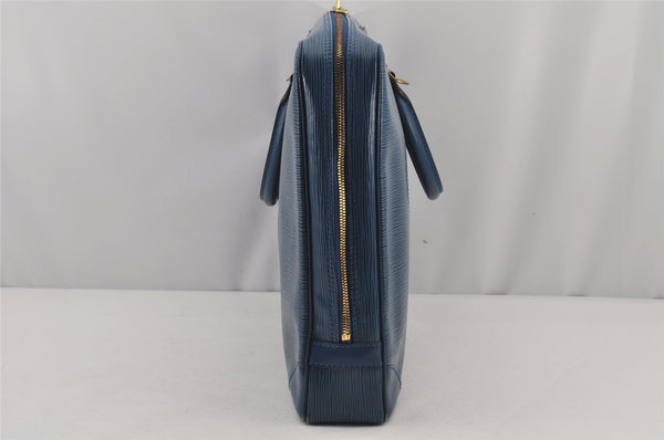 Authentic Louis Vuitton Epi Porte Documents Voyage Briefcase M41144 Blue 4098J
