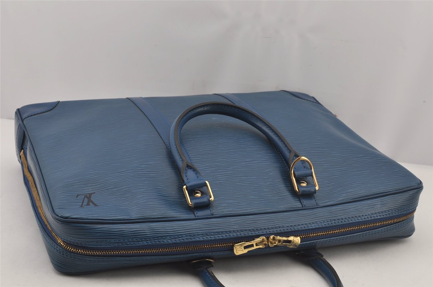 Authentic Louis Vuitton Epi Porte Documents Voyage Briefcase M41144 Blue 4098J