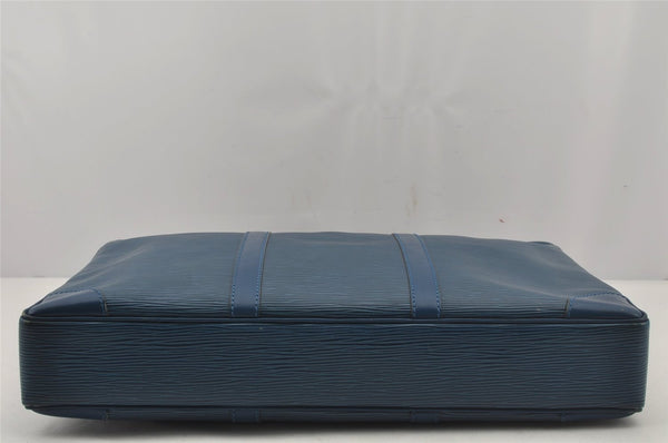 Authentic Louis Vuitton Epi Porte Documents Voyage Briefcase M41144 Blue 4098J