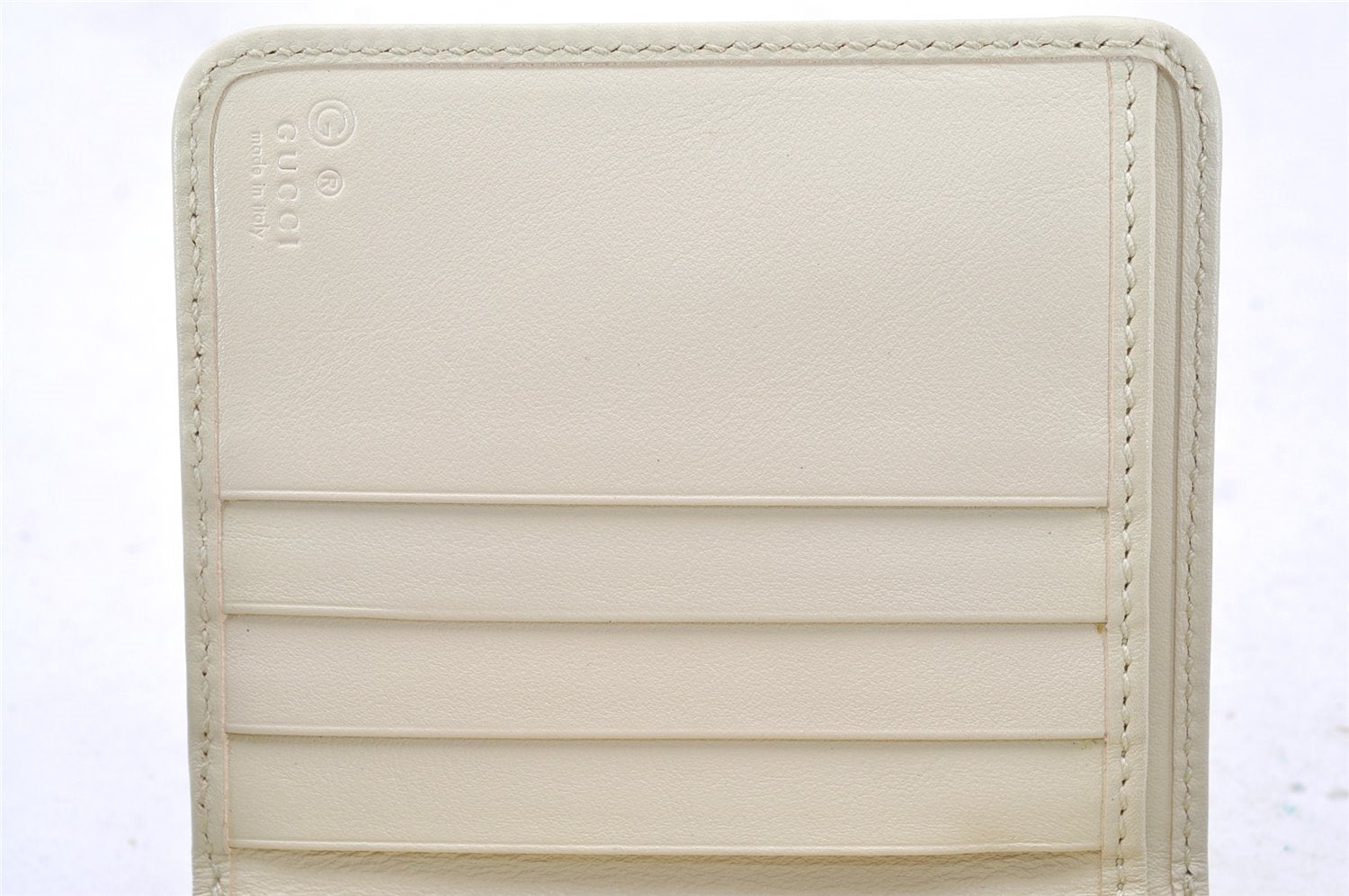 Authentic GUCCI Micro GG Guccissima Bifold Wallet Leather 449395 White 4100I