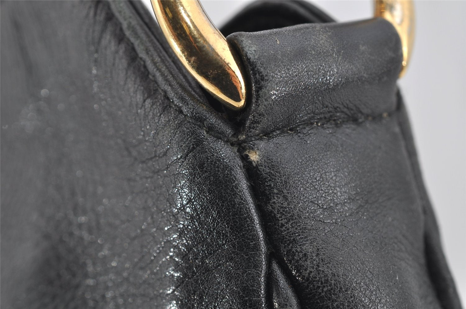 Authentic GUCCI Bamboo 2Way Hand Shoulder Bag Leather 0011638 Black Junk 4100J