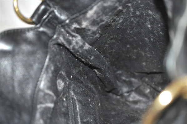 Authentic GUCCI Bamboo 2Way Hand Shoulder Bag Leather 0011638 Black Junk 4100J