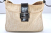 Authentic FENDI Zucca Shoulder Tote Bag Purse Canvas Leather Beige 4100K