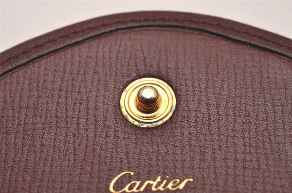 Authentic Cartier Must de Cartier Coin Purse Case Leather Bordeaux Red 4103I